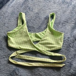 Hollister green checkered bikini top
